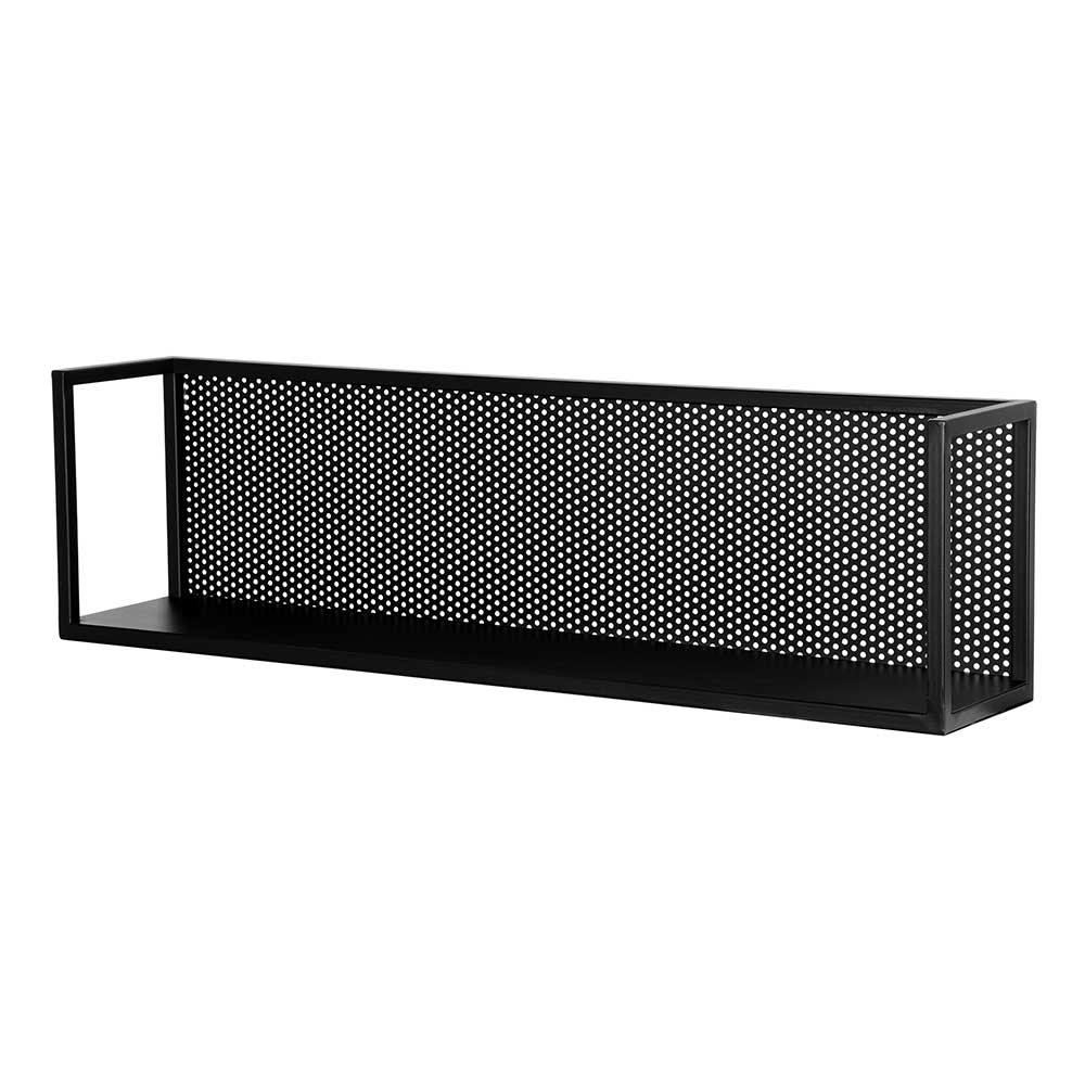 Schwarzes Metall Wandregal mit Rückwand - Bela