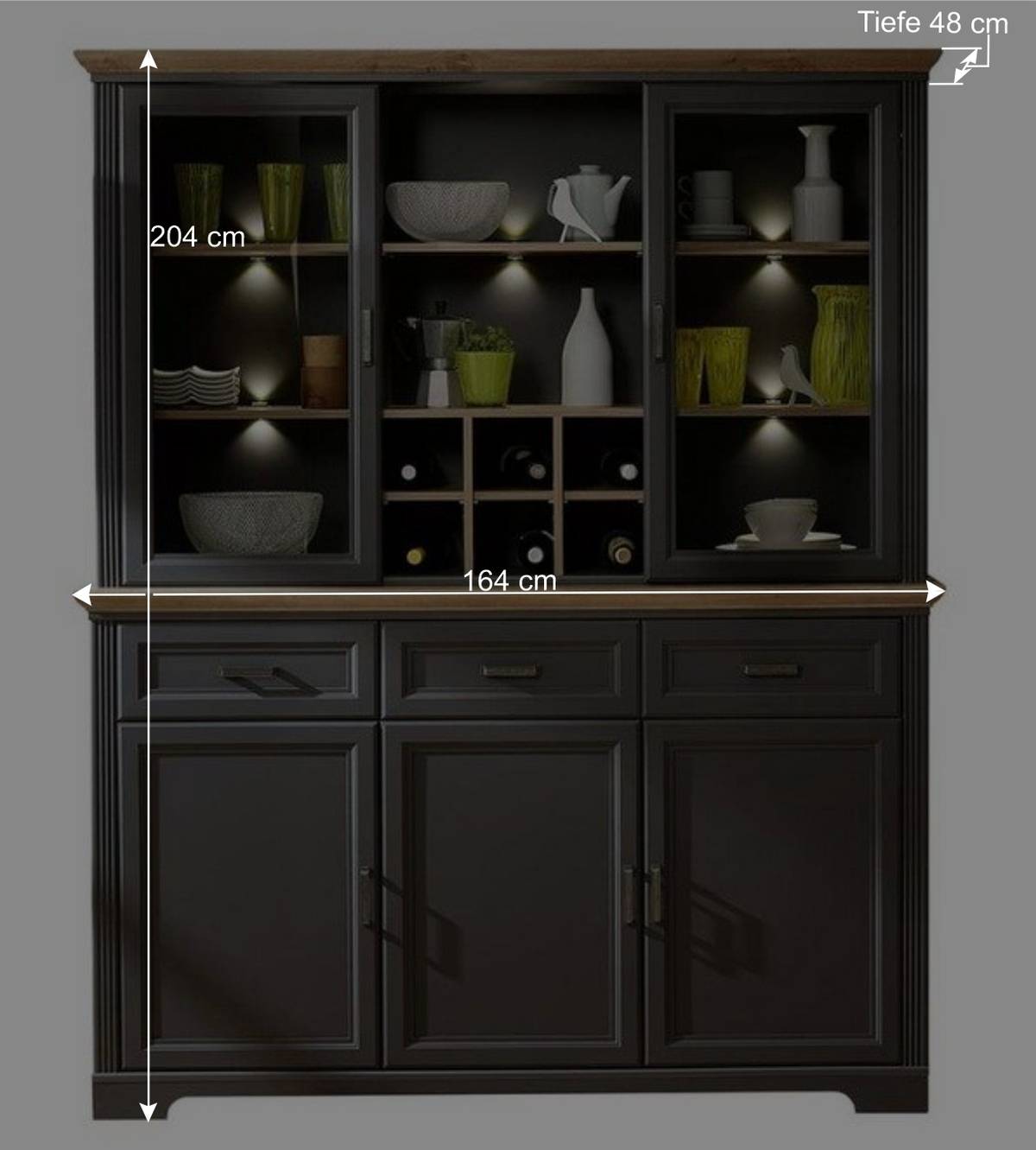164x204x48 Landhaus Buffet mit LED Licht - Thumbs