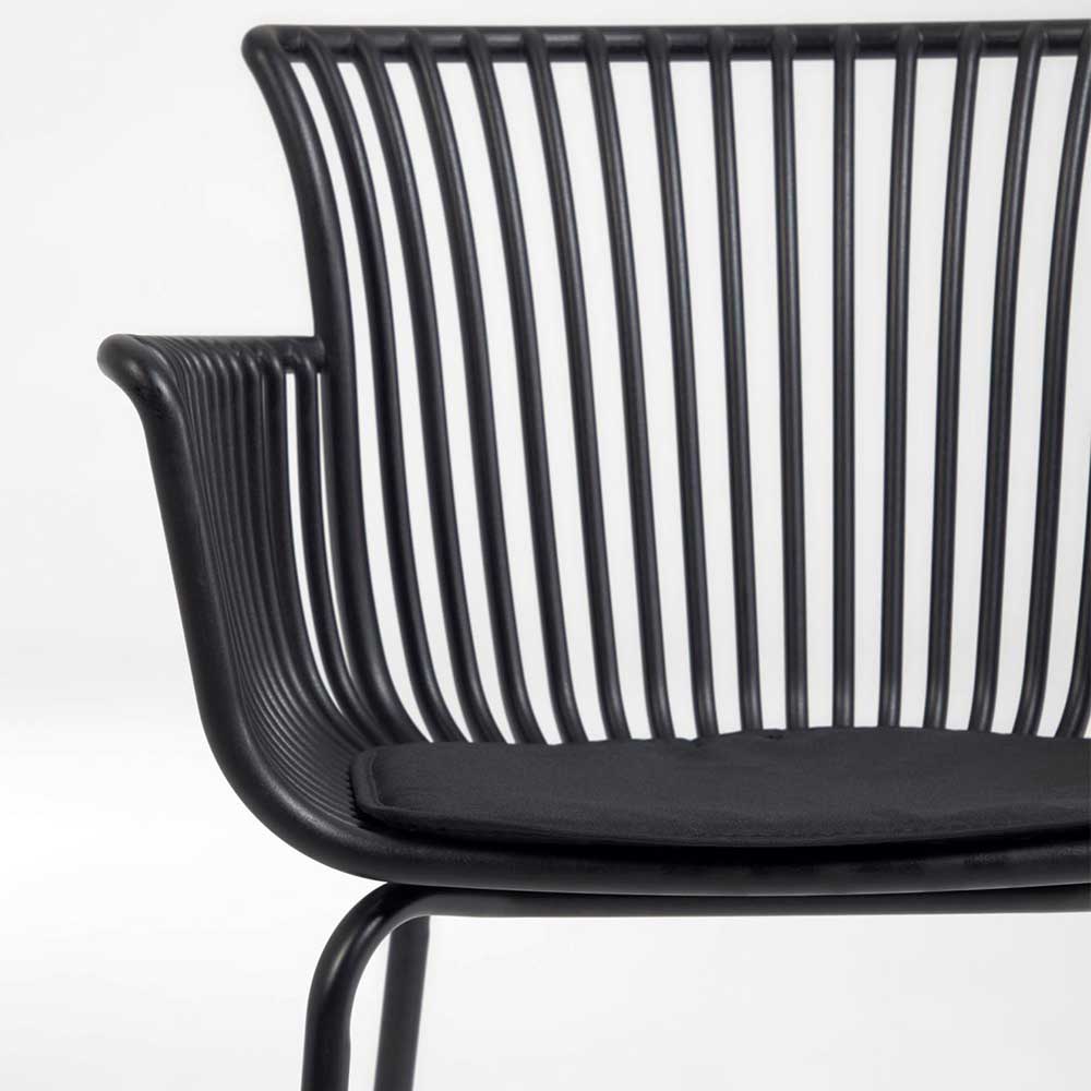 Garten Armlehnenstühle in Schwarz - Combo (4er Set)