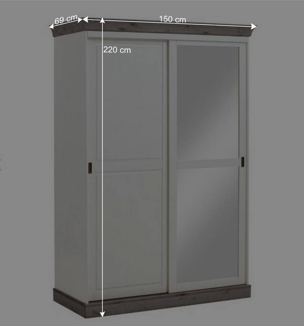 Kiefer Schlafzimmerschrank mit Schiebetüren - Mirandesca
