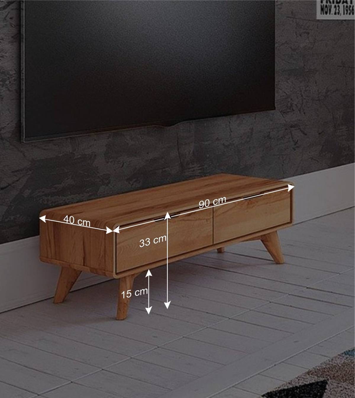 Elegantes TV Lowboard aus Kernbuche Holz - Junola