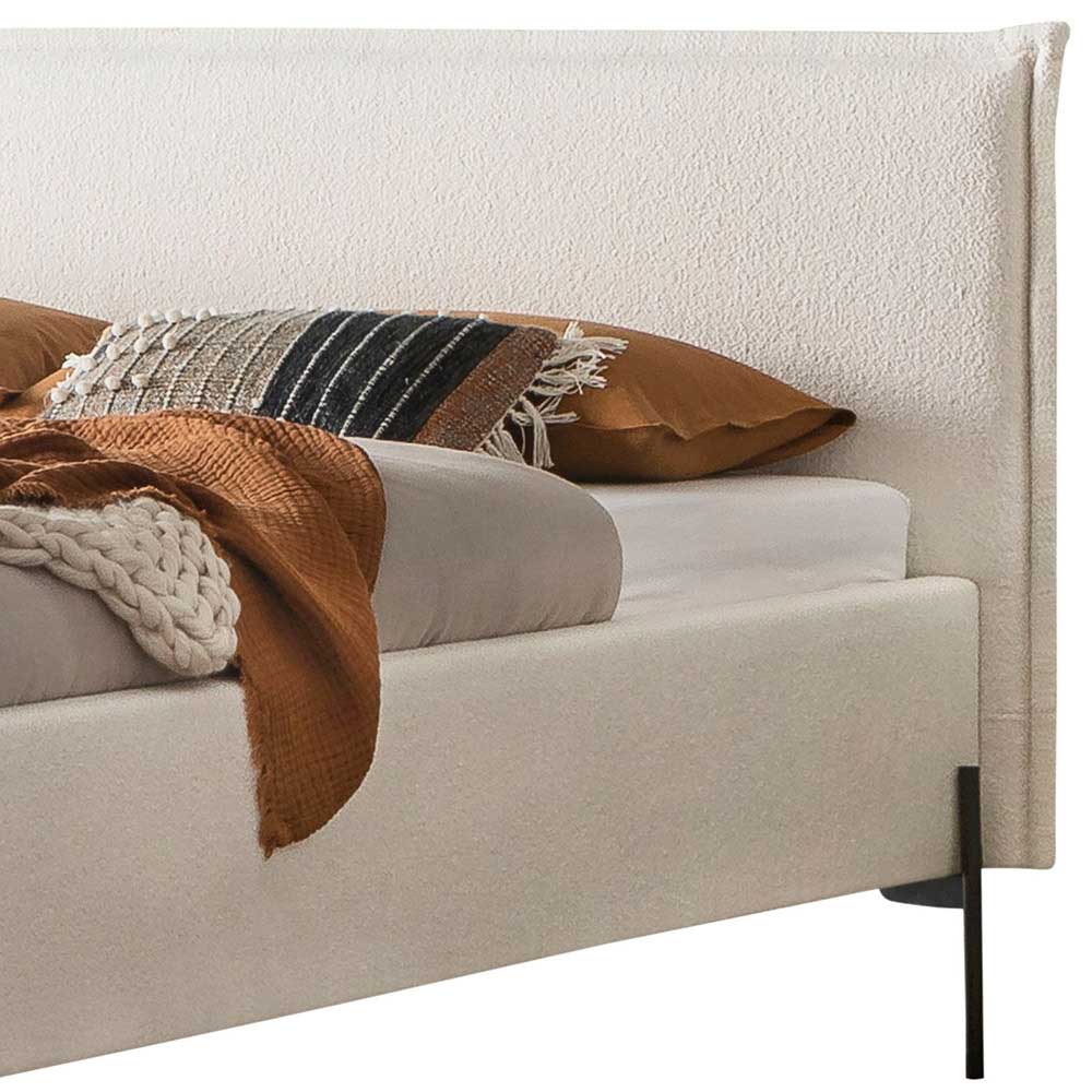 Cremefarbenes Polsterbett mit 140x200 Liegefläche - Fontana