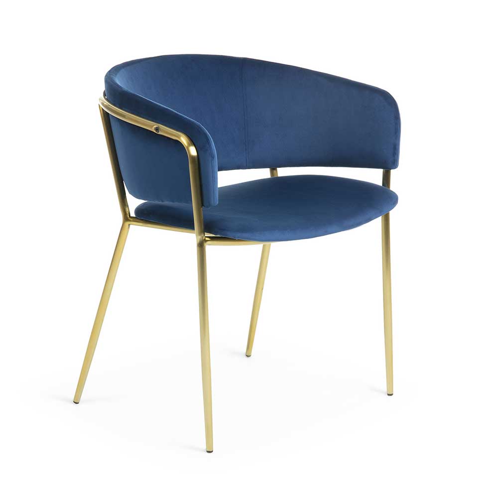Elegante Stühle in Blau & Gold - Madison (2er Set)