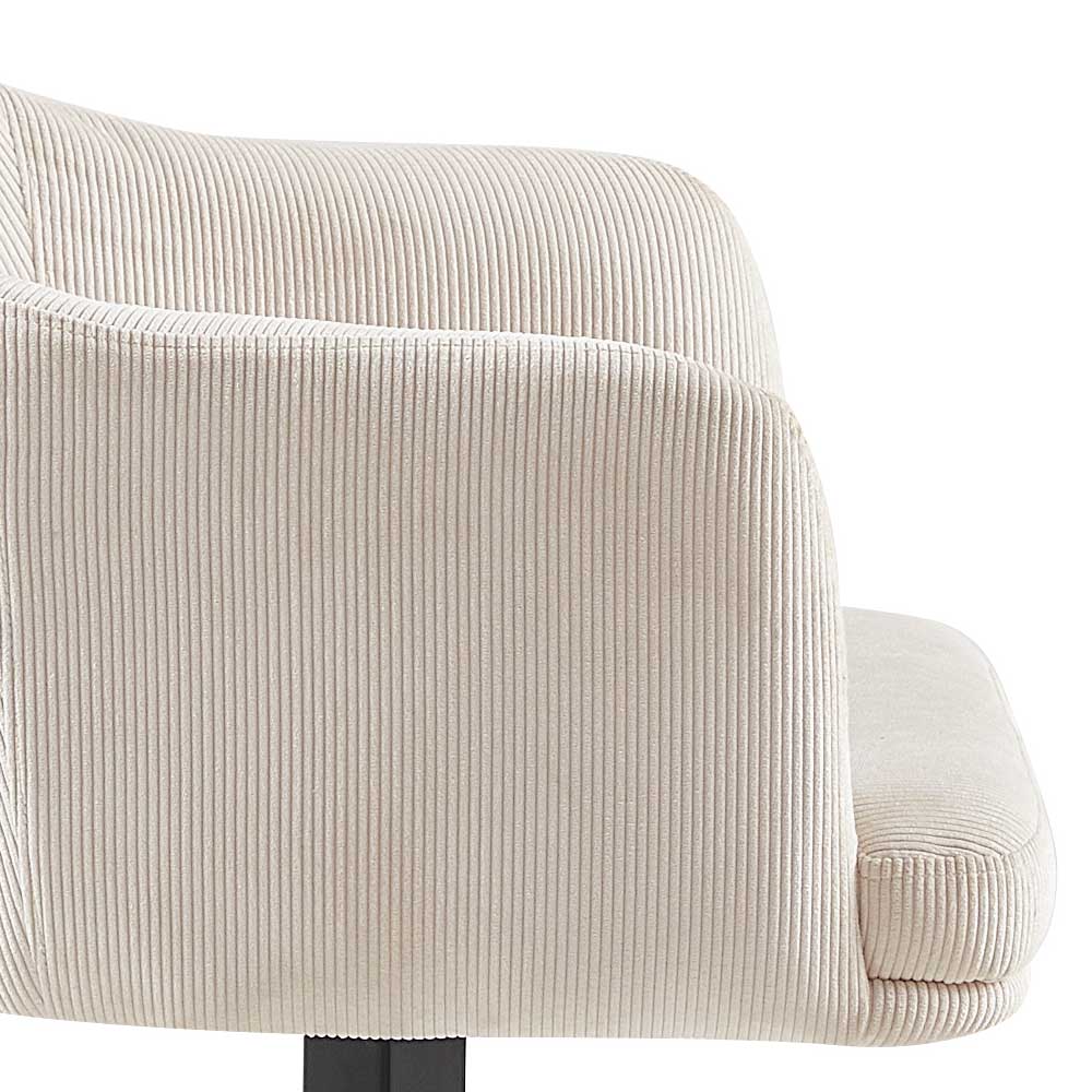 Moderner Cord Tischsessel in Creme - Oona (2er Set)