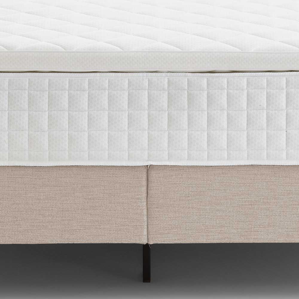 Beigefarbenes Boxspringbett mit Topper - Mocina