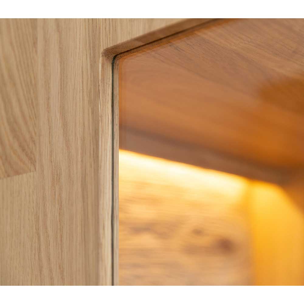 Eichenholz Hängevitrine mit LED Beleuchtung - Judita