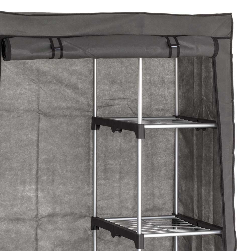 96x170x50 Textil Kleiderschrank in Grau - Leo