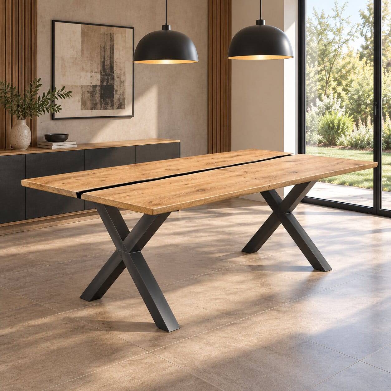Massivholz-Designtisch aus Wildeiche - Mineva