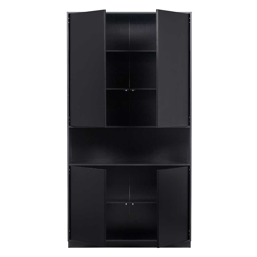 110x210x40 cm Kiefernholz Schrank teilmassiv in Schwarz - Niwidus