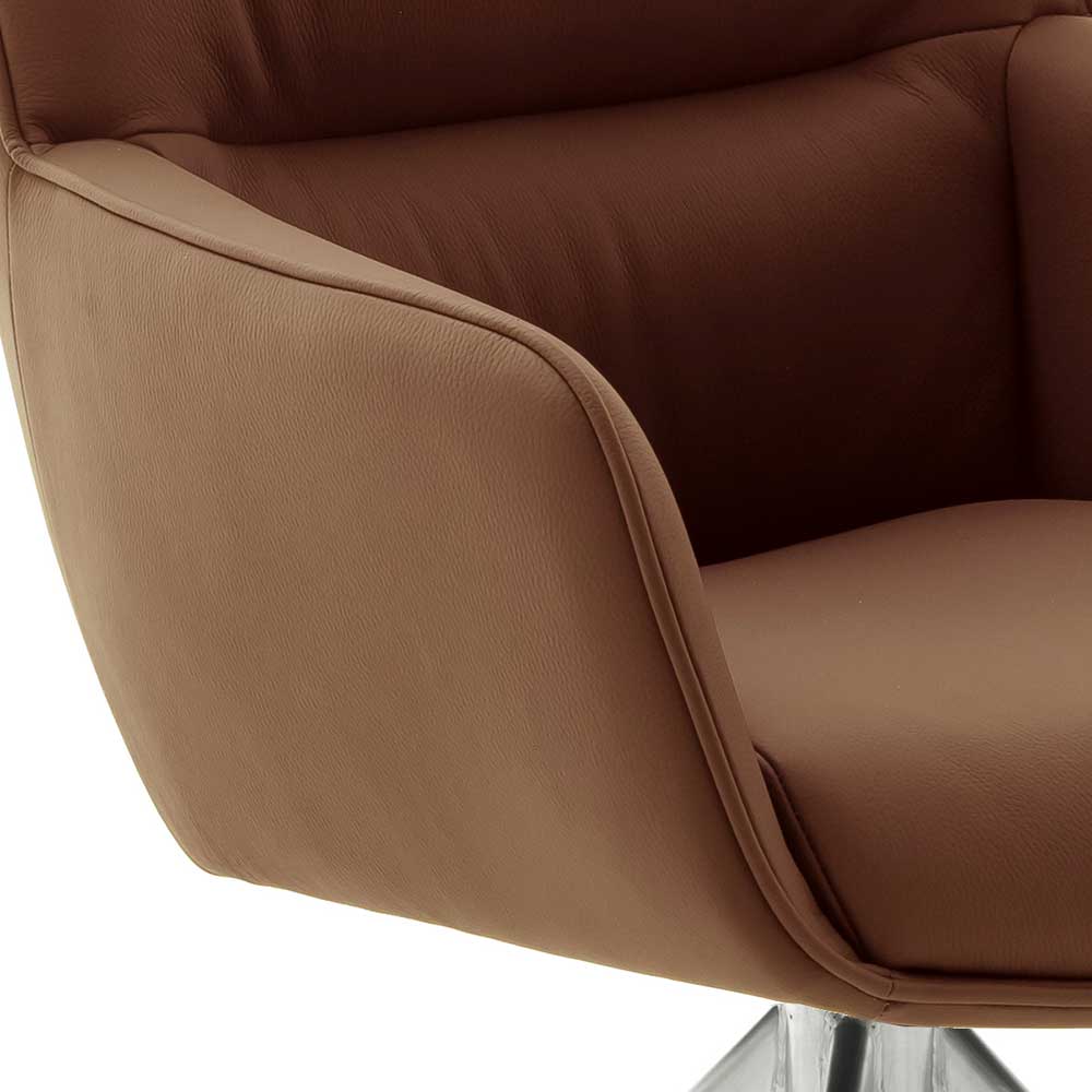 Leder Tischsessel in Braun - Calenia (2er Set)