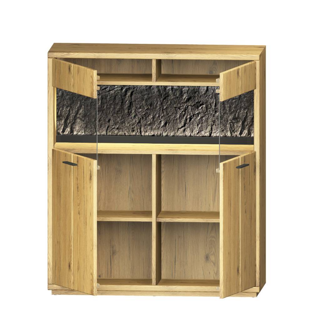 Highboard Vitrine aus Wildeiche Massivholz - Friburgo