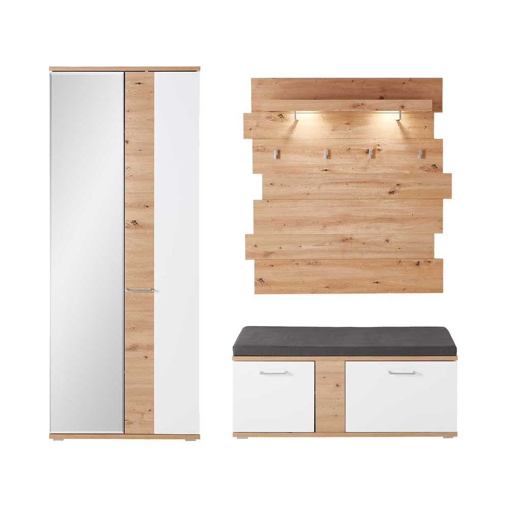 Garderobenmöbel Set mit LED Licht - Symbrosia (dreiteilig)