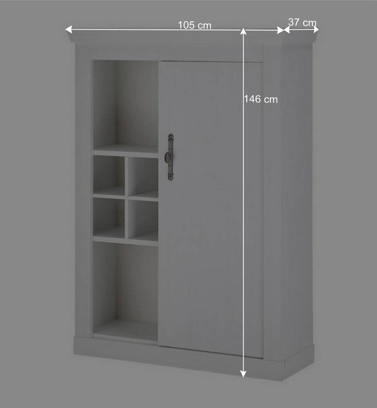 TV Anbauwand Set in weißer Holzoptik Pinie - Liancos (vierteilig)