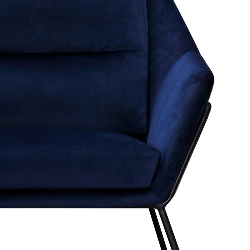 Moderner Polstersessel in Dunkelblau Samt - Canestro