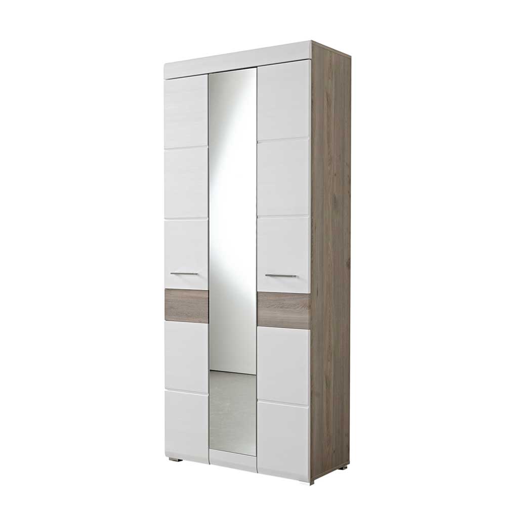 Dielenschrank Brosgo in Weiß Silbereiche