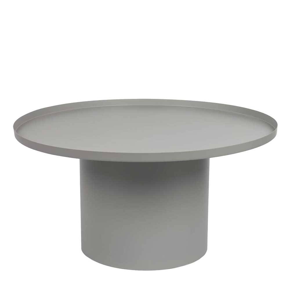 Runder minimalistischer Couchtisch aus grauem Metall für das Wohnzimmer – Golatas