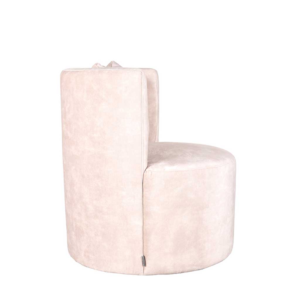 Cremeweißer Sessel aus Veloursstoff von der Seite – Dieus