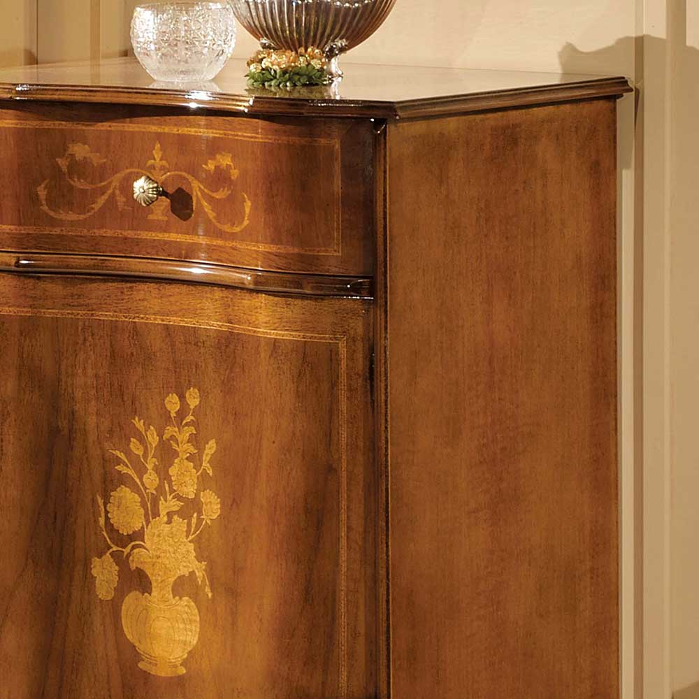 Italienische Kleinkommode im Barockstil Venerdina in Nussbaum Braun