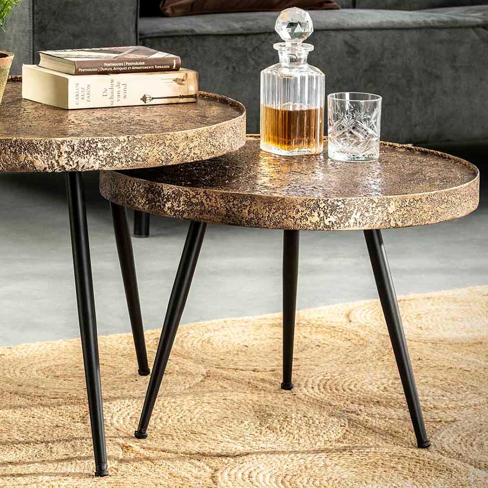 2-Satz Tisch in Bronze & Schwarz - Bordeaux (zweiteilig)