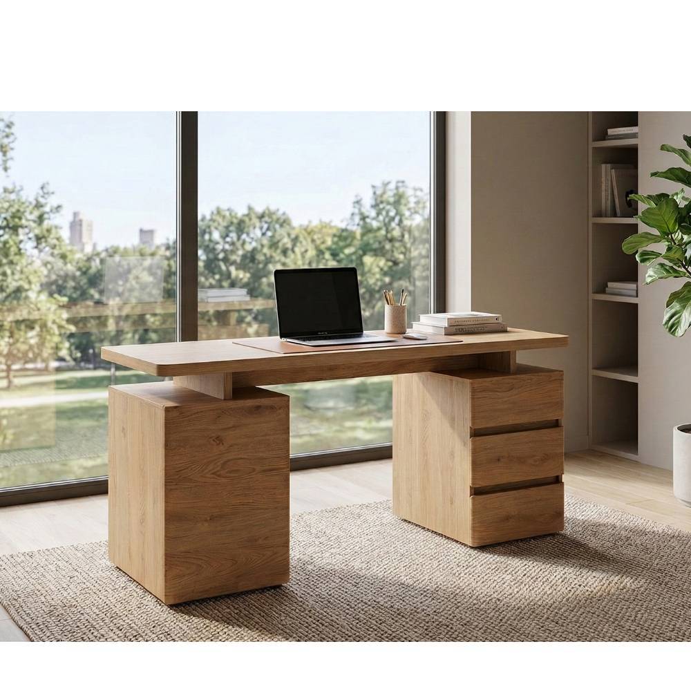 Holzoptik-Schreibtisch in Eiche Natur - Palonia
