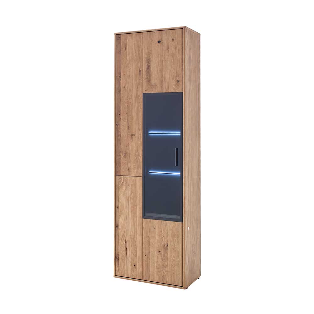 Moderne Echtholz Vitrine aus Eiche Massivholz - Assela