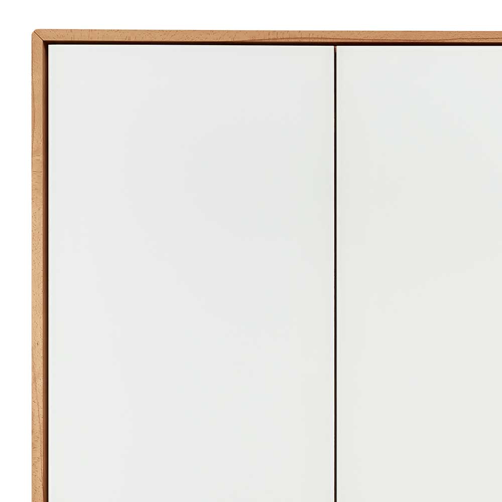 5-türiger Kleiderschrank aus Kernbuche & Weißglas - Izmaldon