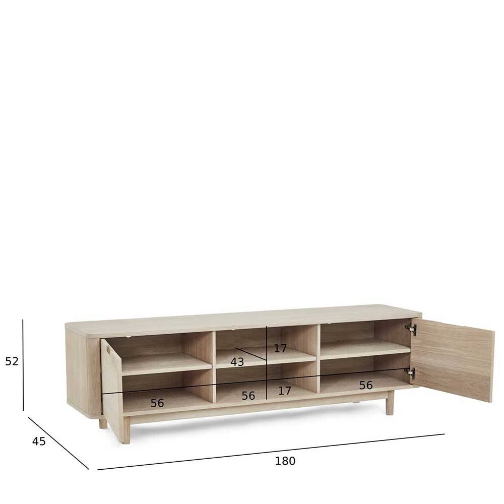 Scandi Chic TV Lowboard in Eiche Weiß - Rosanna