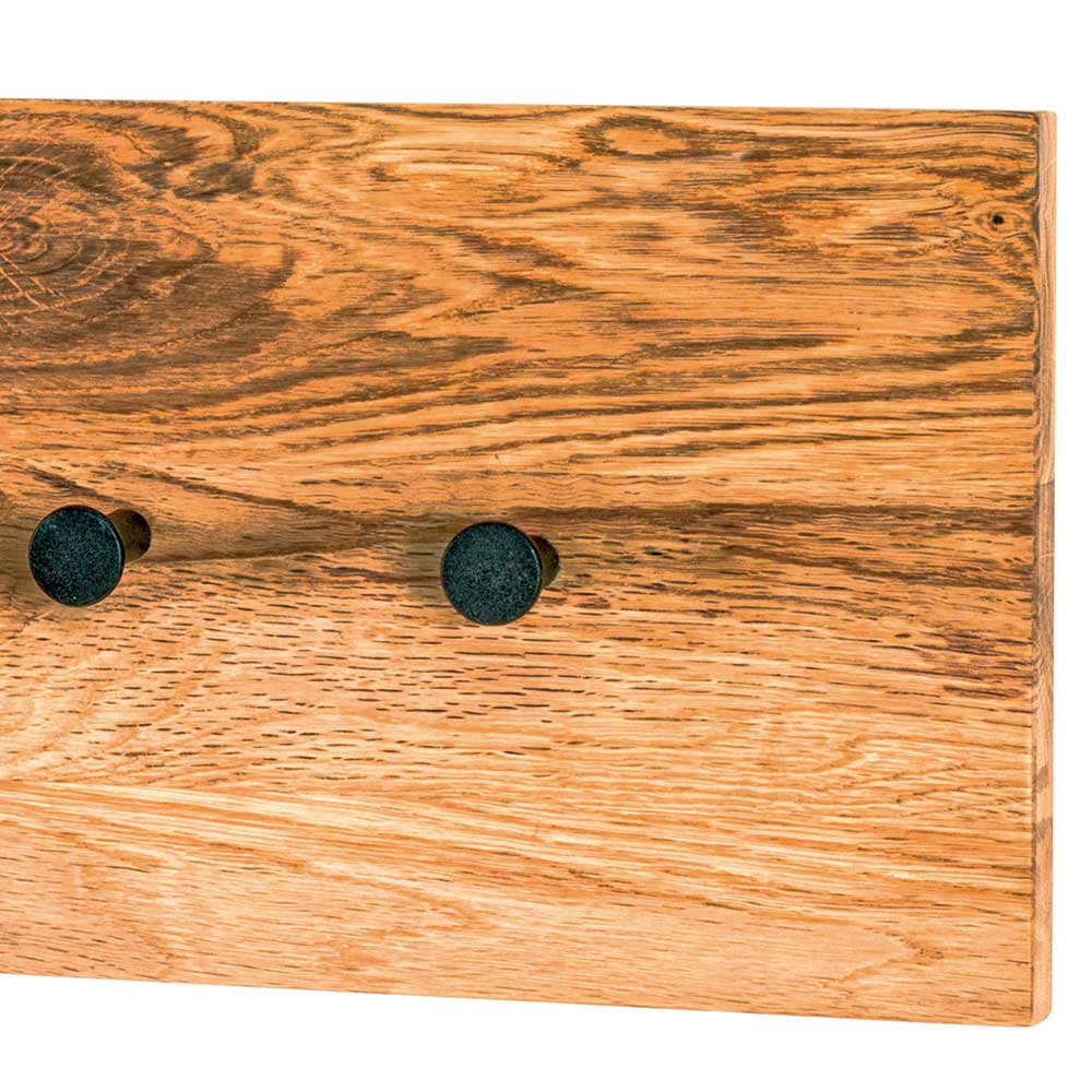 Einfache Wandgarderobe aus Eiche & Metall - Arno
