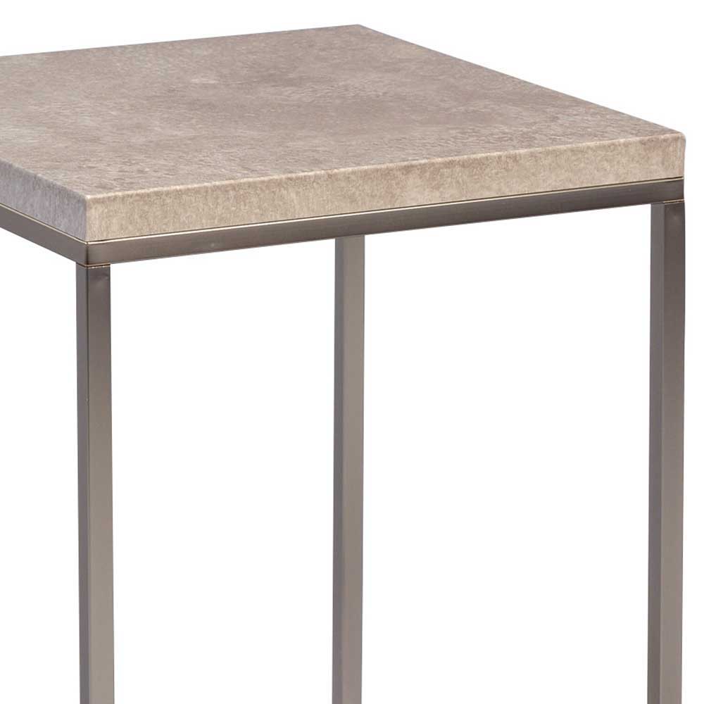 Loft Beistelltisch mit Beton Dekor Evensa & Metall Edelstahl-Look