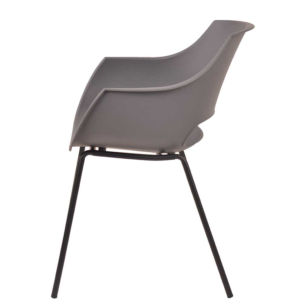 Schalen Essstuhl in Grau & Schwarz - Nadele (2er Set)