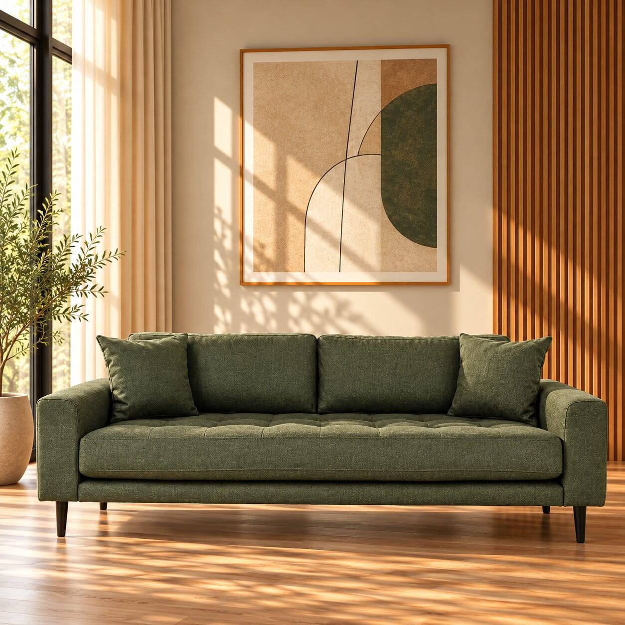 Sofa im Skandinavischen Stil in Oliv Grün - Leny