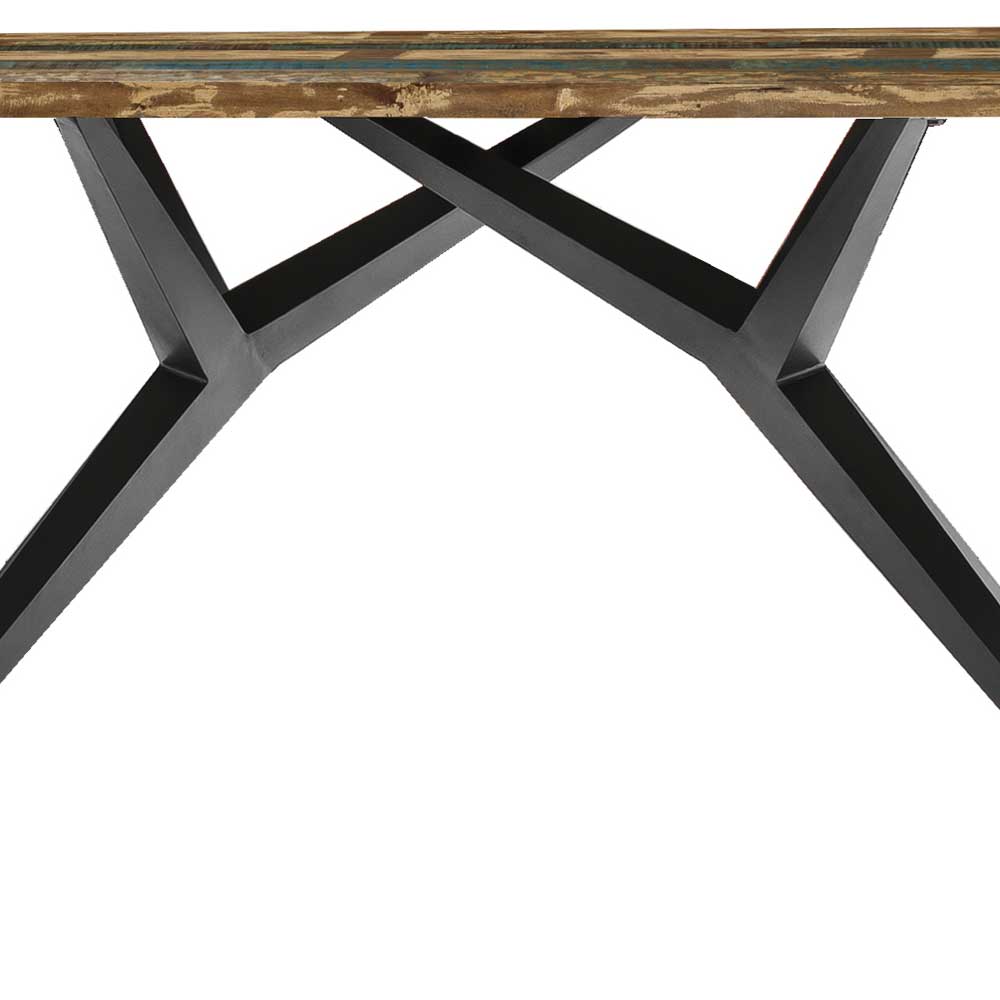 Design Esszimmertisch mit Altholzplatte mehrfarbig - Mora
