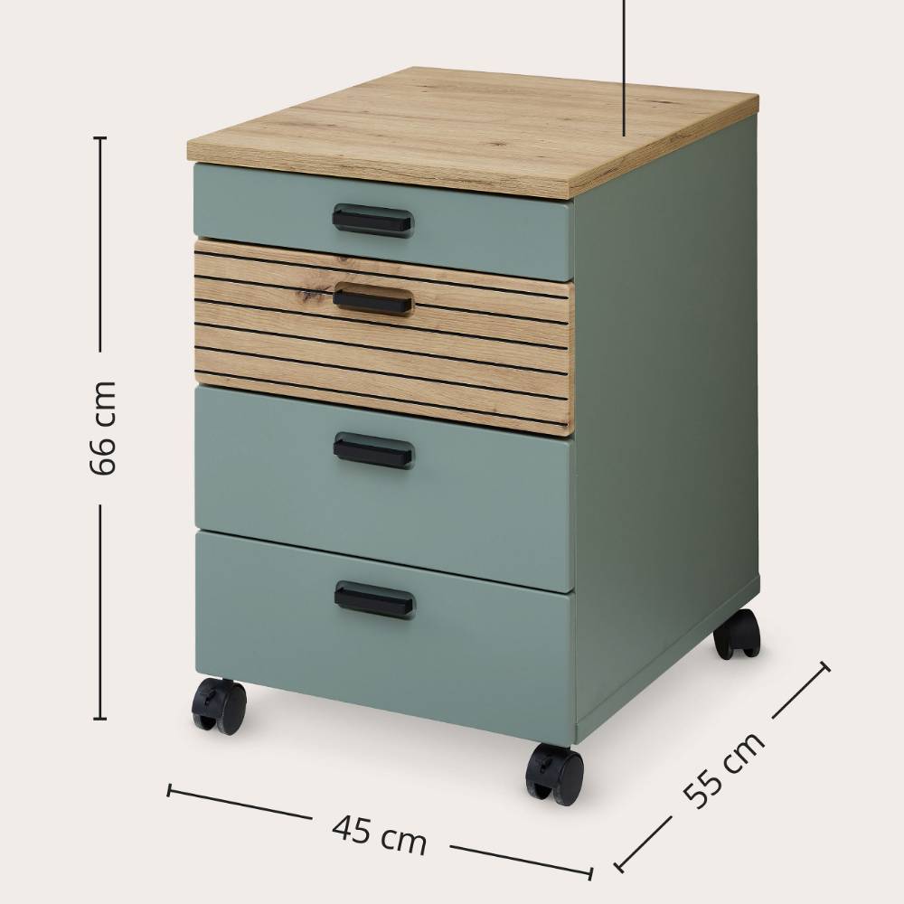 Schreibtisch Rollcontainer in Graugrün - Lenza