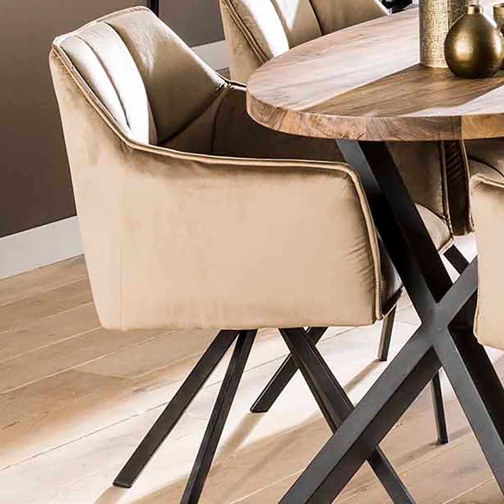 Esstischsessel aus Samt Beige - Zegovin (2er Set)