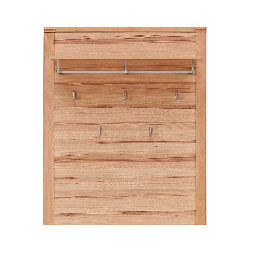 Wandgarderobe mit Ablage, Kleiderstange und sechs Haken aus Buche Massivholz – Viktorion