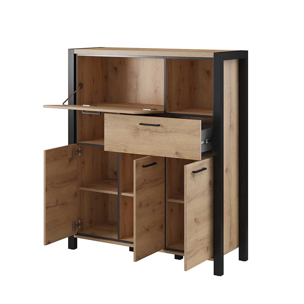 120x140x41 Highboard mit Klappe & 3 Türen - Zavorra