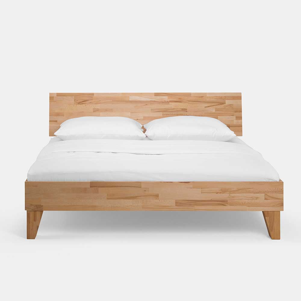 Massivholz Doppelbett Acientra aus Kernbuche geölt (dreiteilig)