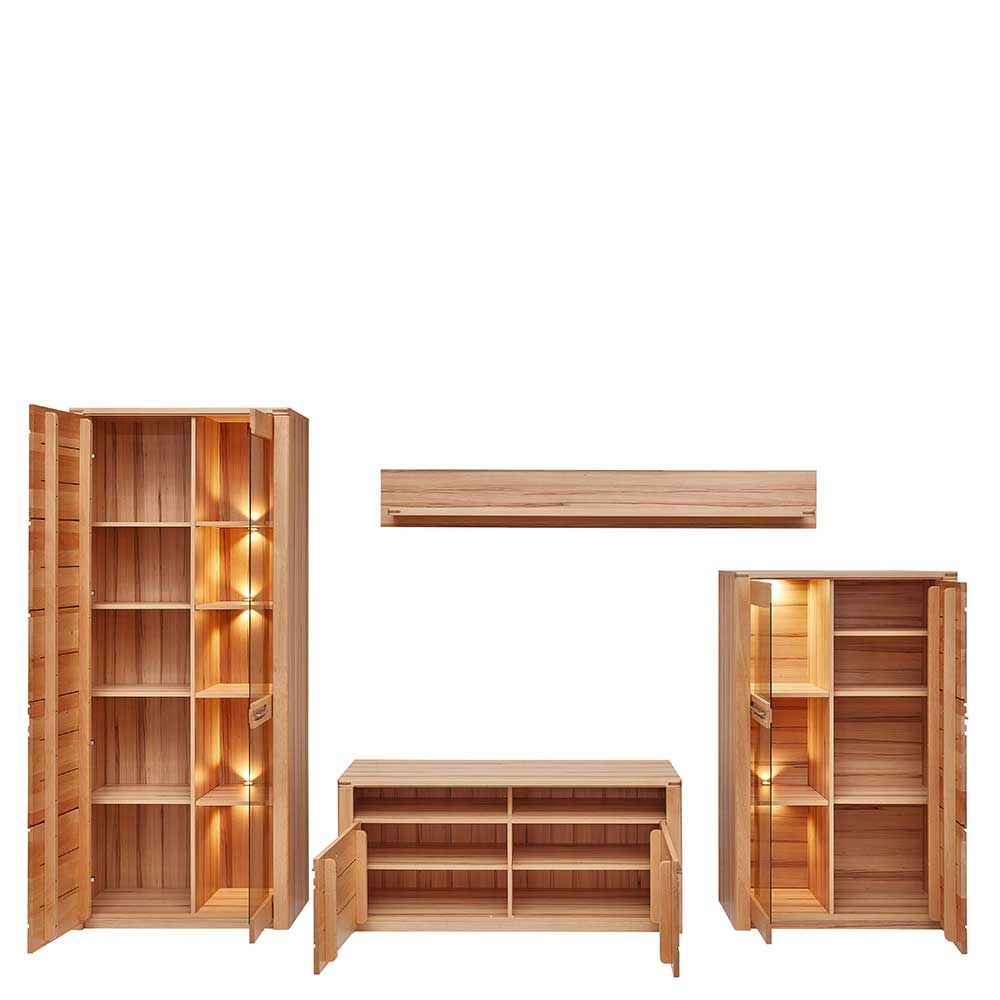 Wohnzimmer TV Anbauwand Möbelset - Amyonta (vierteilig)