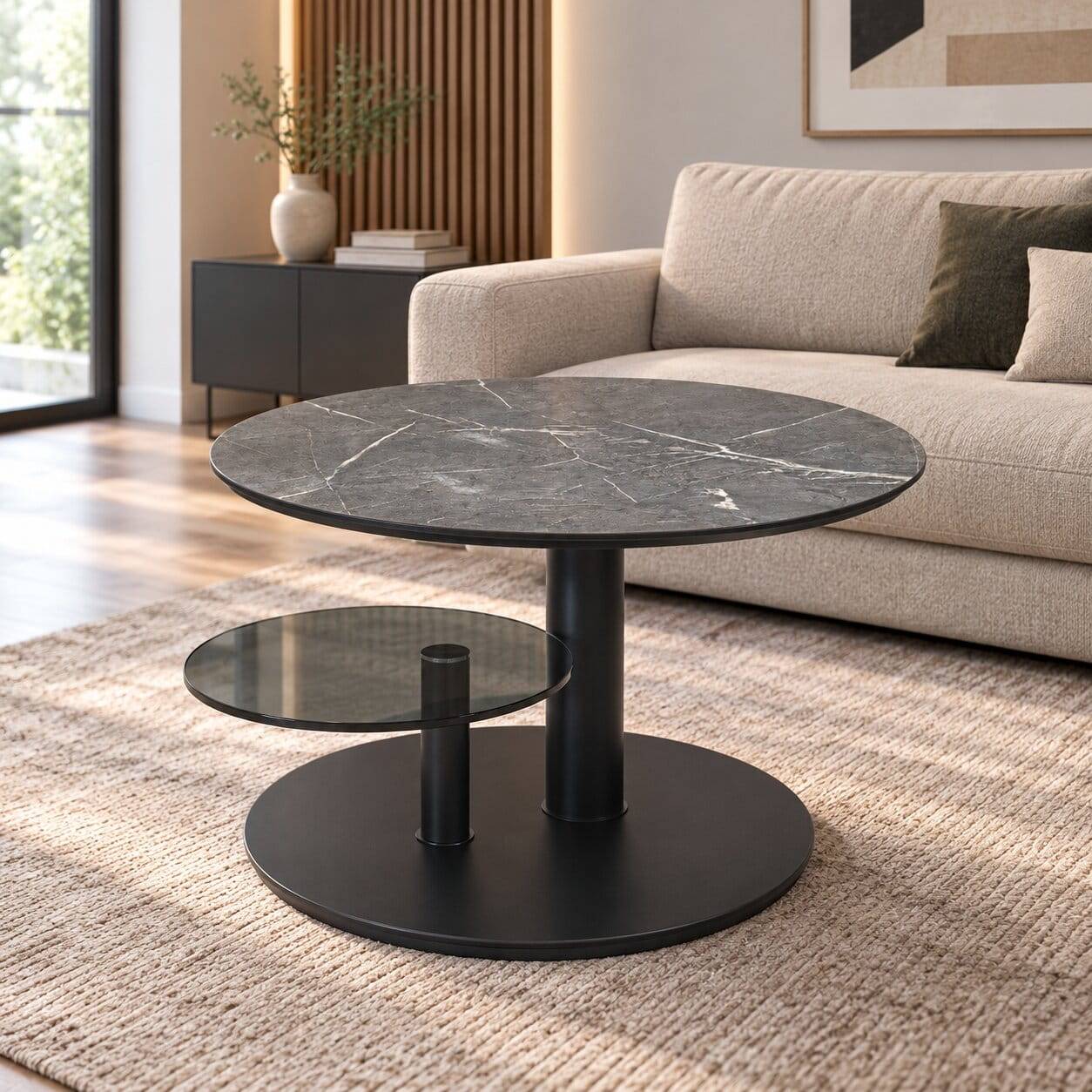 Design-Couchtisch - höhenverstellbar mit Lift-Mechanik - Viradio