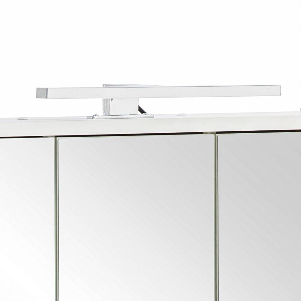 Elegante LED Beleuchtung auf dem weißen Bad-Spiegelschrank – Arsenily