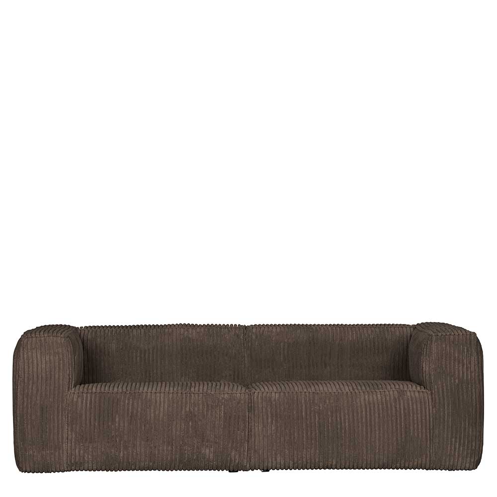 Schlammfarbene Cord Couch in modernem Design - RIBE