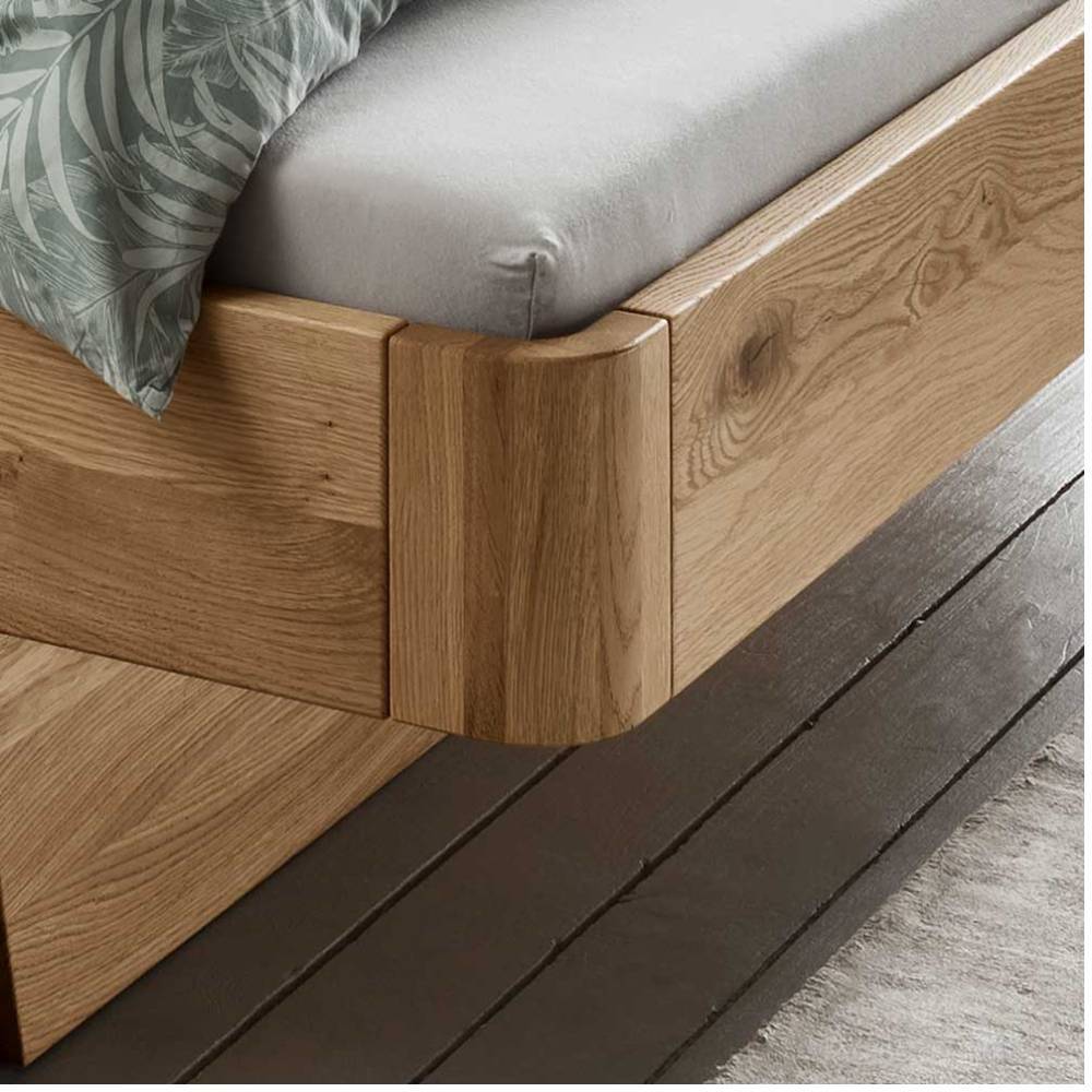 Designbett mit zwei Bettkästen aus Wildeiche - Zennian (dreiteilig)