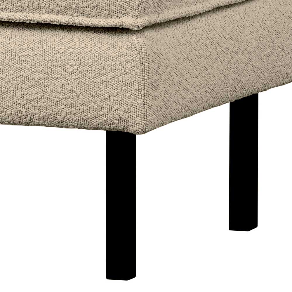 Polsterhocker aus Boucle Stoff in Beige - Glamoure