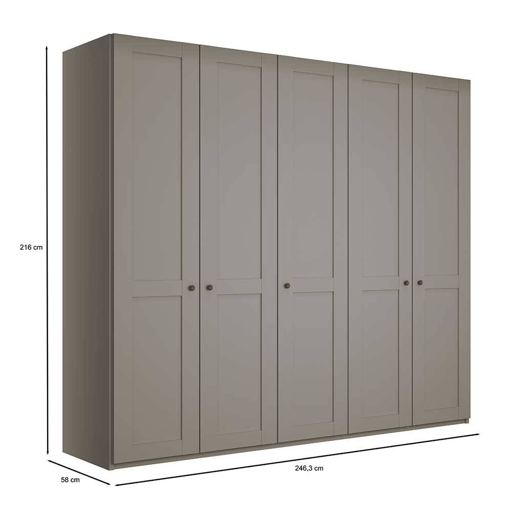 Hellgrauer Schlafzimmerschrank 250 cm breit - Ridonna