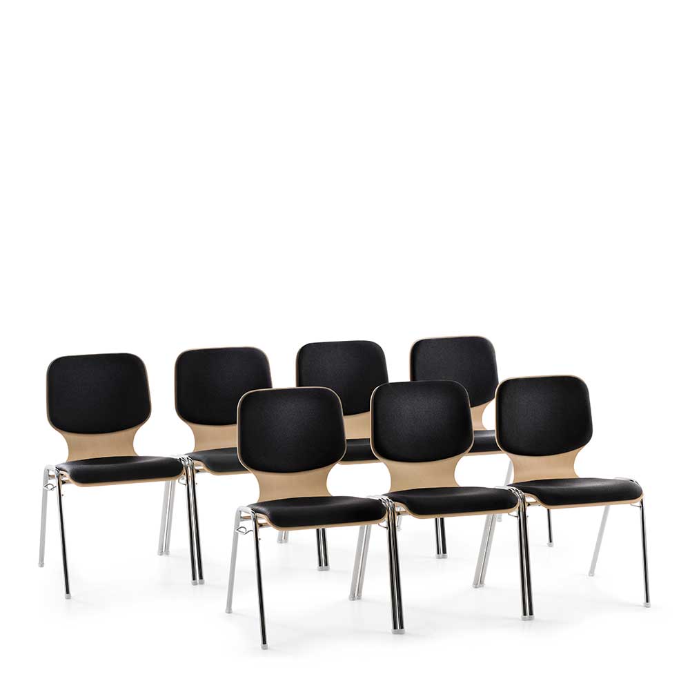 Stapelbarer Konferenzstuhl in Schwarz & Natur - Cretasa