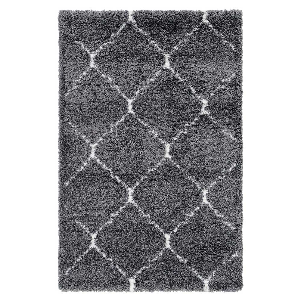Hochflor Teppich in Grau und Creme - Ilena