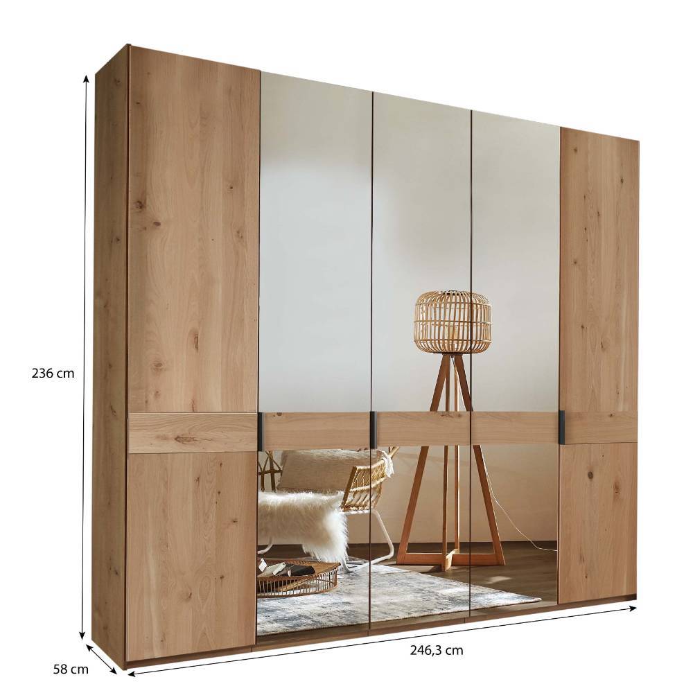 5-türiger Schlafzimmer-Schrank in Eiche Bianco - Yanicas