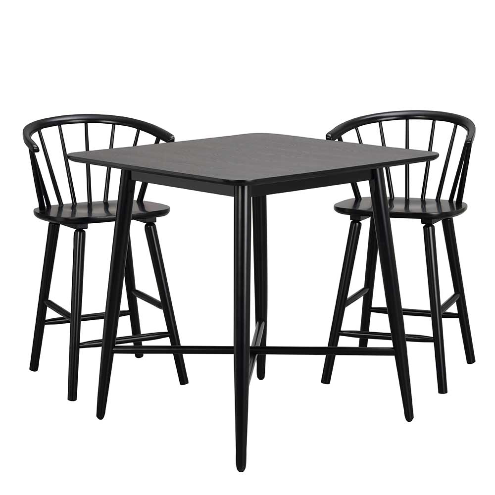 Moderner schwarzer Bartisch 90x90 cm mit vier Beinen für Esszimmer – Irons