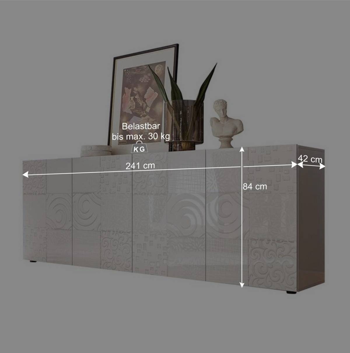 Bedrucktes Sideboard in Weiß hochglänzend - Vascaub