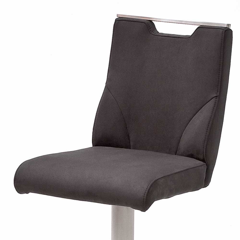 Kunstleder Barhocker mit Lehne in Grau Venkom drehbar
